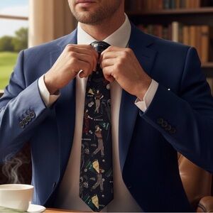 Vintage American Sports Necktie Golf Novelty Tie 56” Made in USA 3.5” Wide